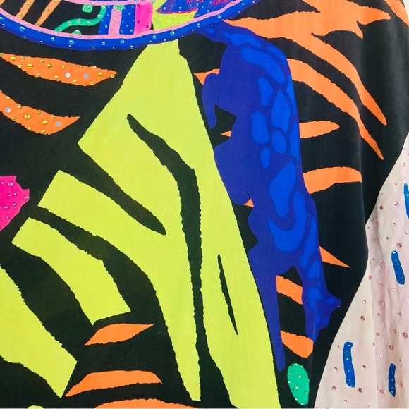 Camilla bright Fair Lady’s Dinkum print embellished silk caftan. One size - Picture 10 of 16